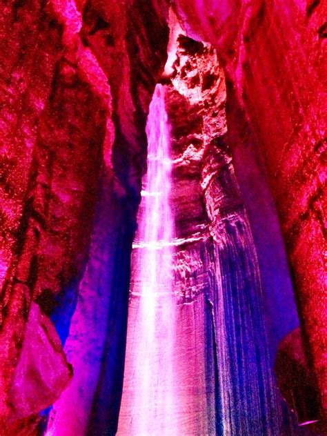 Ruby Falls Illuminated By Lights Inside Of A Cave In Lookout Mountain