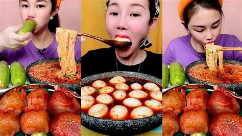 CHINESE MUKBANG FOOD EATING SHOW ASMR Boiled Eggs Noodles Pork Brain So Delicious Belly
