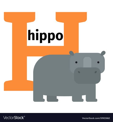 English Animals Zoo Alphabet Letter H Royalty Free Vector