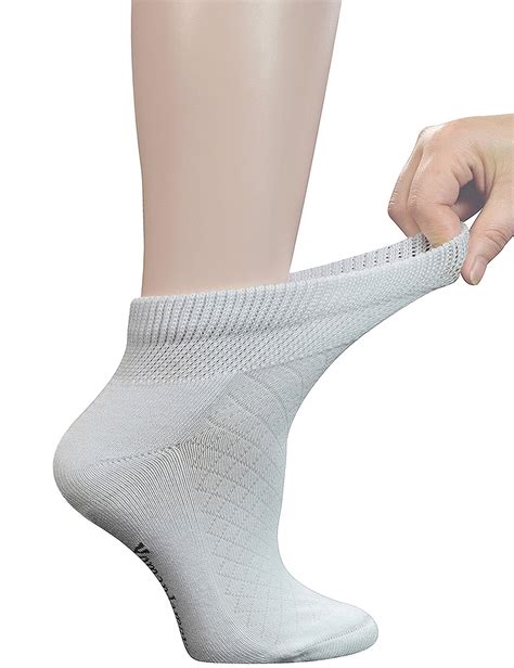 Yomandamor 5 Pairs Womens Cotton Ankle Breathable Mesh Diabetic Socks With Seamless Toel Size