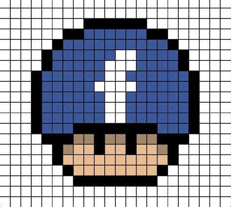 A Pixel Art Template Of A Mario Mushroom Themed As The Facebook Logo