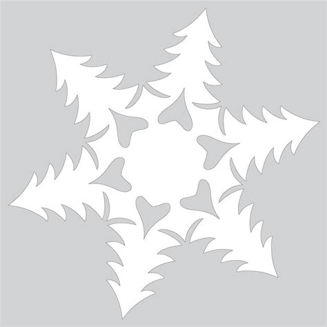 Learn how to fold paper for cutting snowflakes, and a great collection of paper snowflake cutting guides! Paper Snowflake Pattern with Christmas Trees Cut out ...
