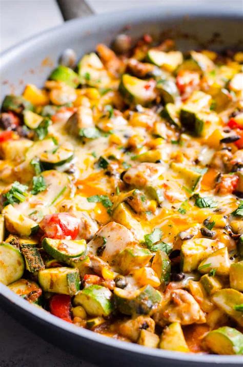 This simple yet tasty recipe for chicken fried rice will please everyone at your table with its vibrant flavors. Tex Mex Chicken and Zucchini {Low Carb} - iFOODreal.com