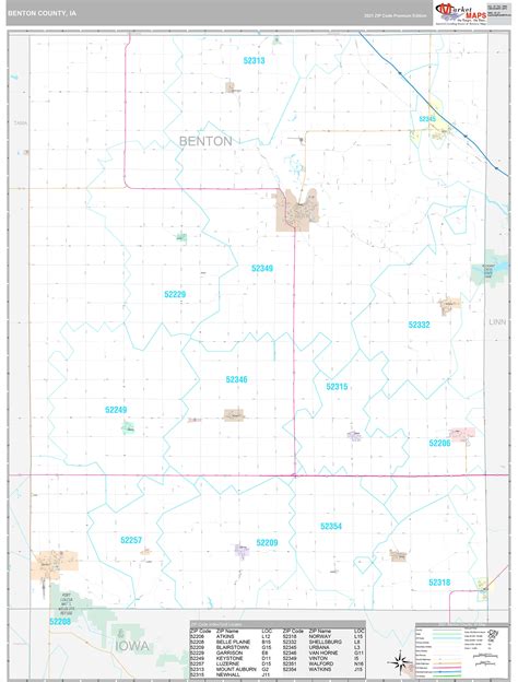 Benton County Ia Wall Map Premium Style By Marketmaps Mapsales