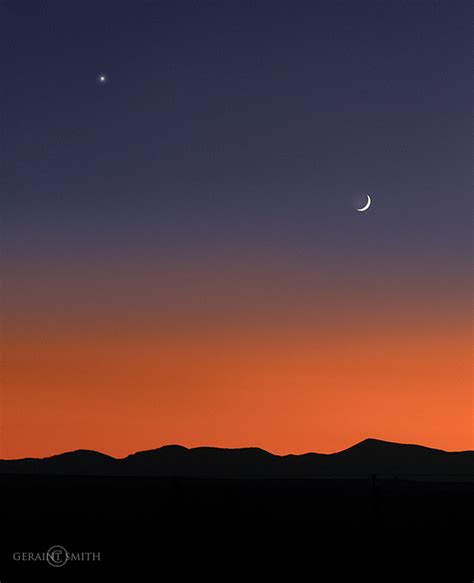 Jemez Mountains Sunset With The Crescent Moon And The Planet Jupiter