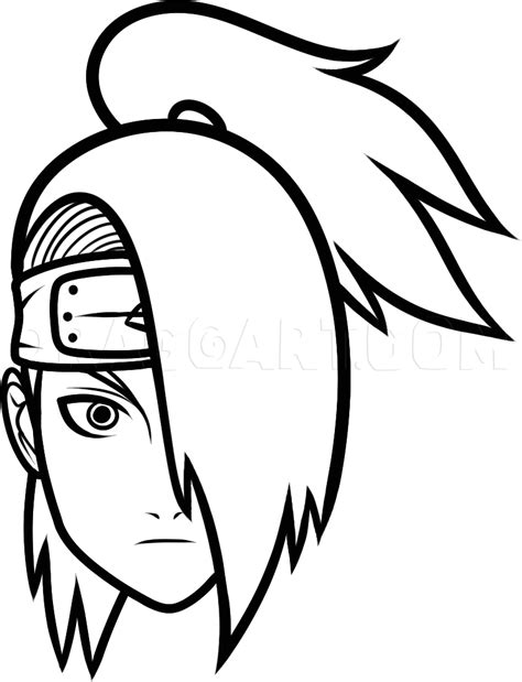 How To Draw Deidara Easy Coloring Page Trace Drawing Coloring Home