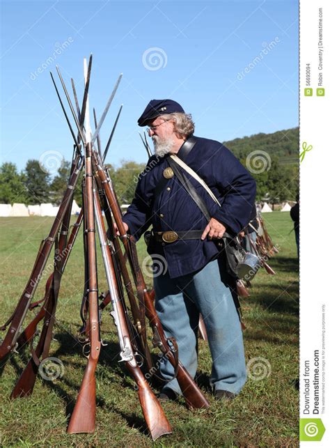 Union Civil War Soldier And Guns Editorial Stock Image