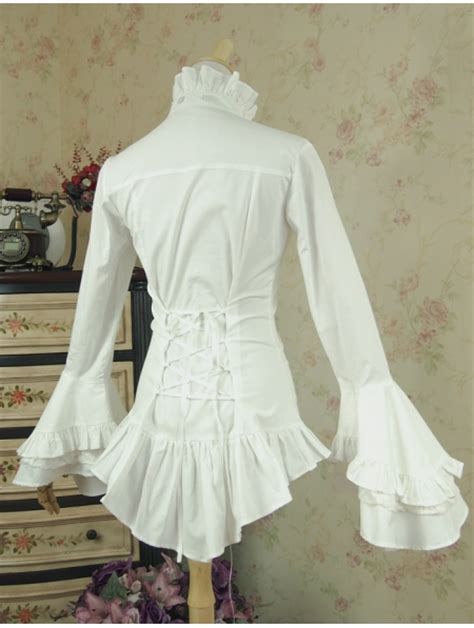 white long sleeves gothic blouse  women devilnightcouk