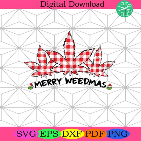 Merry Weedmas Svg Christmas Svg Weedmas Svg Red Weed Svg Cannabis