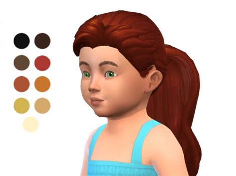 The Sims Resource Toddler Pony Tail Hair Retextured By Ladyfancyfeast