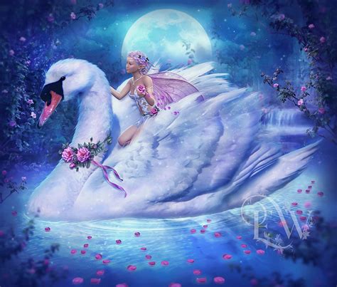 Fantasy Fae With White Swan Art Print Fantasy Poster Fairy Etsy
