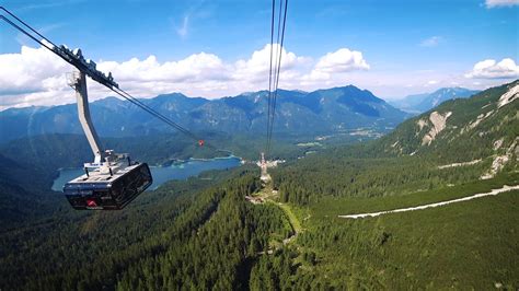 Zugspitze Cable Car Descent View At Eibsee Youtube