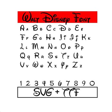 Walt Disney Font Svg Walt Disney Ttf Alphabet Disney Ttf Etsy