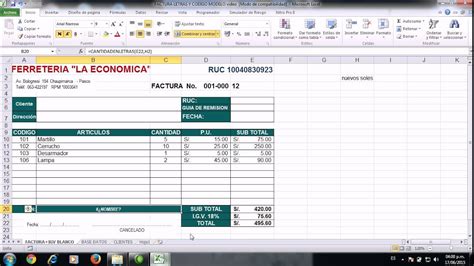 Facturas Excel Trabajando Una Factura En Excel 2010 Funci 243 N