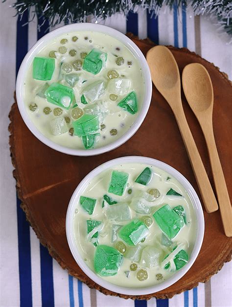 Creamy Buko Pandan Salad The Peach Kitchen Recipe Peach Kitchen Creamy Desserts Buko