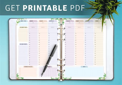 Download Printable Weekly Planner Undated Floral Style Pdf