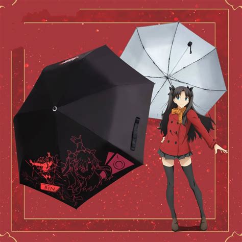 Fate Stay Night Anime Folding Umbrella Rain Women Anti Uv Parasol