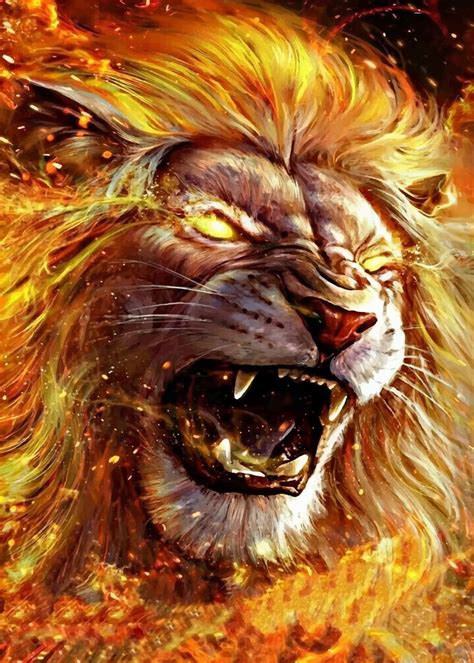 Lion Fire Poster Picture Metal Print Paint By Poster For Life