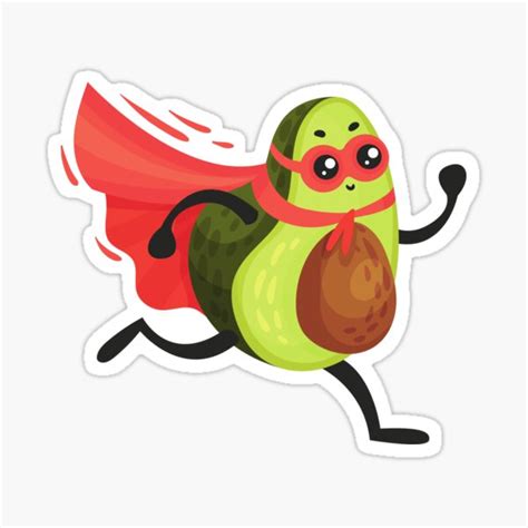 The Cutest Avocado Ever Avocado Super Hero Sticker For Sale By