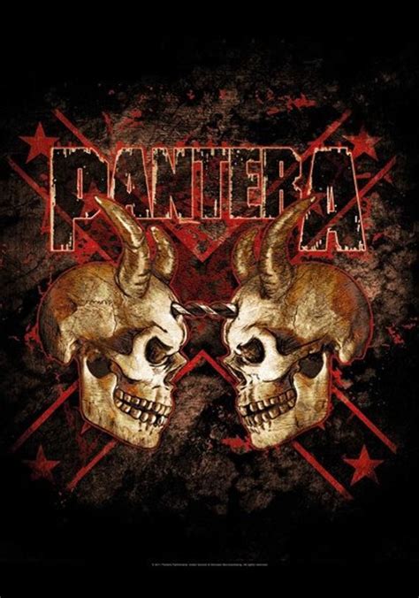 Brand New Pantera Double Skull Textile Poster Flag Etsy Uk Heavy