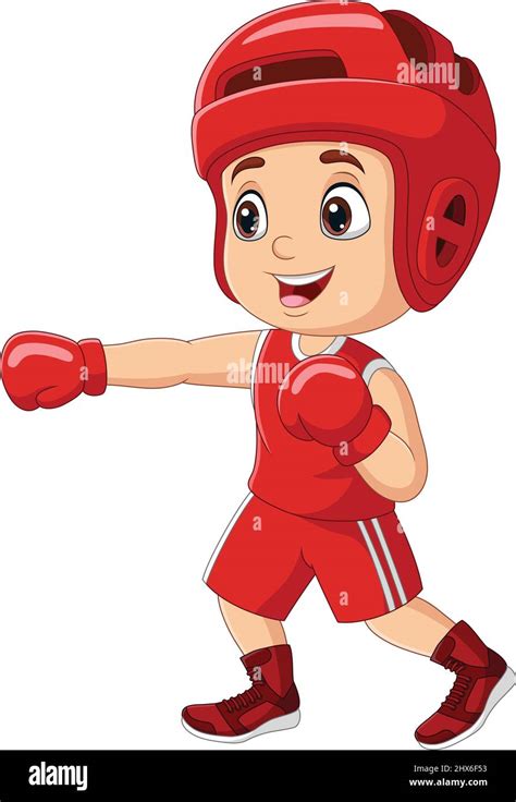 Cartoon Little Boy Training Boxing Stock Vector Image And Art Alamy