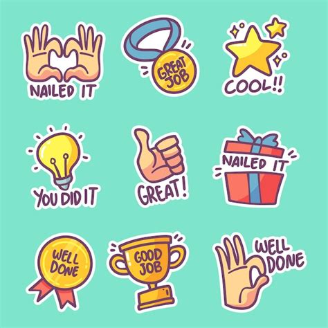 Free Vector Pack Of Good Job Stickers