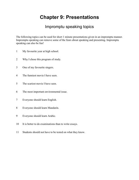 😝 Great Impromptu Speech Topics 150 Best Impromptu Speech Topics Plus