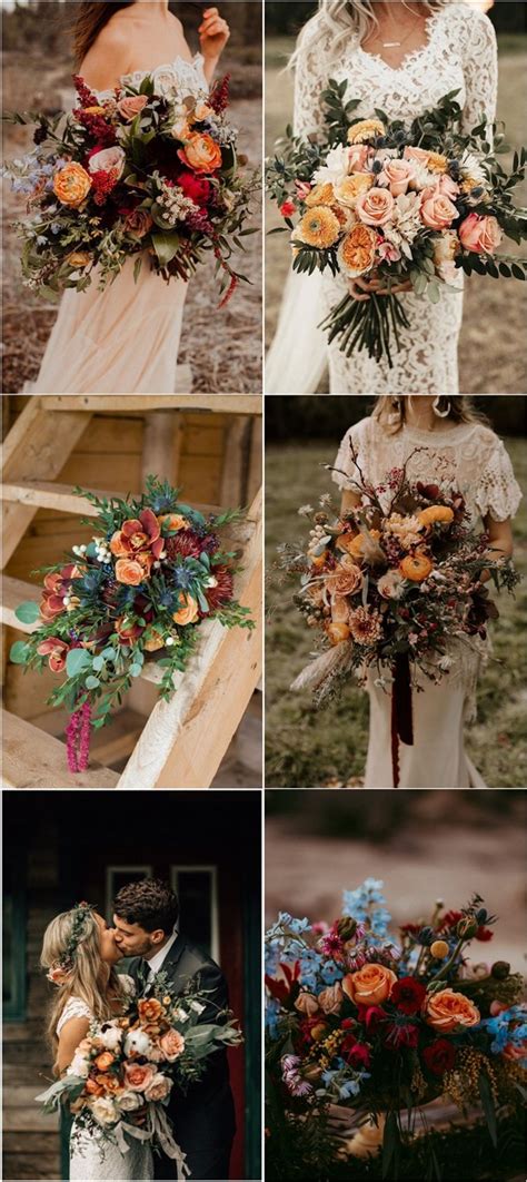 20 Rust Burnt Orange Fall Wedding Bouquets Roses And Rings