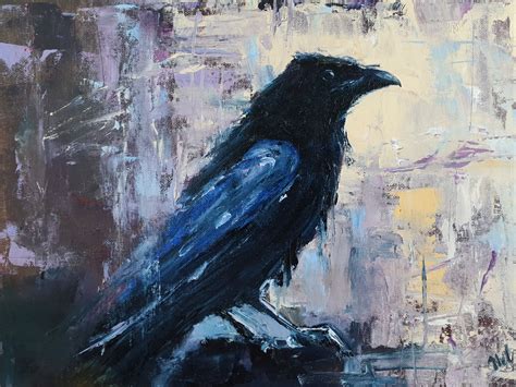 Crow Painting Oil Original Art Dark Souls Painting Wall Art Etsy