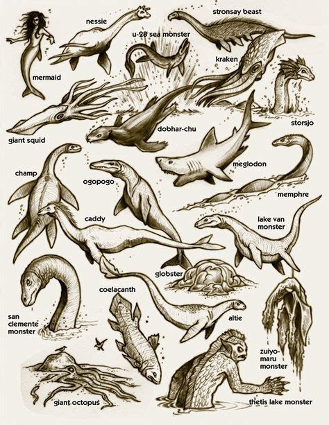 Various Cryptids Mythological Creatures Mythical Monsters Cryptozoology
