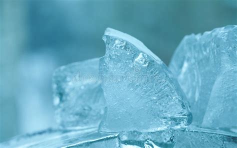Frozen Ice Cubes Gems Abstract Crystal Blue Background Macro View