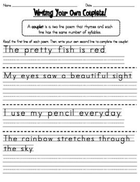 This is a clear example of a couplet within a longer stanza of formal verse. 14 Best Images of Worksheets Writing Couplets - Heroic ...