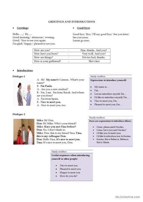 Greetings And Introductions Discussi English Esl Worksheets Pdf And Doc