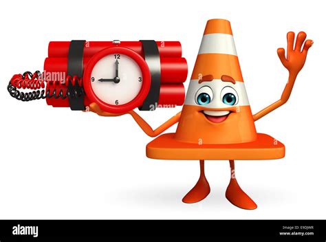 Cartoon Character Of Construction Cone With Time Bomb Stock Photo Alamy