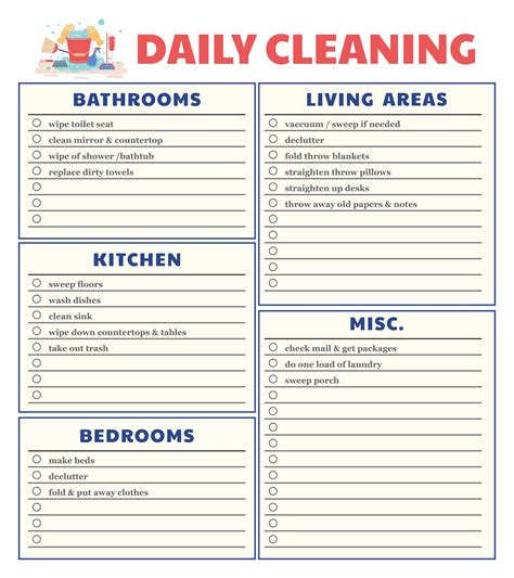 8 Best Images Of Printable House Cleaning Charts Daily House Cleaning