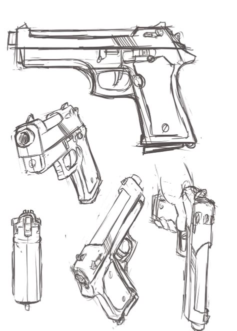 Positions Pistolet Art Drawings Sketches Creative Guns Drawing Art