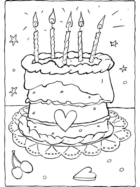 Tekening Verjaardagstaart Zwart Wit englshsatm