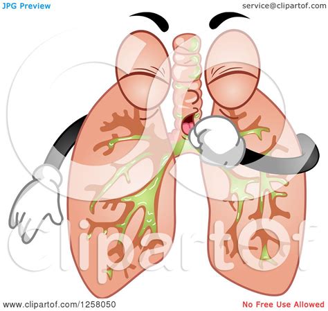 Clipart Of A Human Lungs Character Coughing Royalty Free