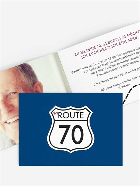 Individuell gestaltete einladungskarten zum geburtstag des 70. Einladungskarten 70. Geburtstag "My Route"