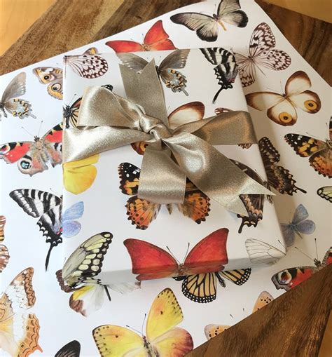 Butterfly Wrapping Paper Butterfly Twrap Painted Etsy