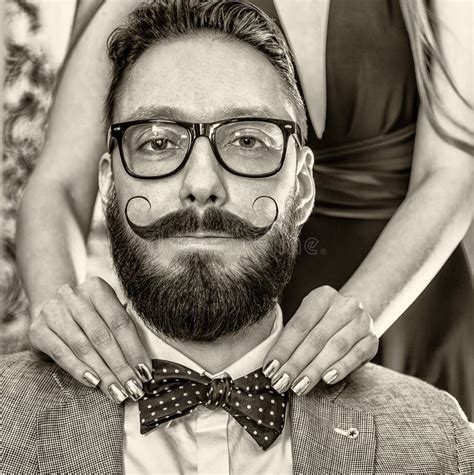 Old Fashioned Man With A Beard And Curled Mustache Stock Image Image Of Glasses Beauty 49260327