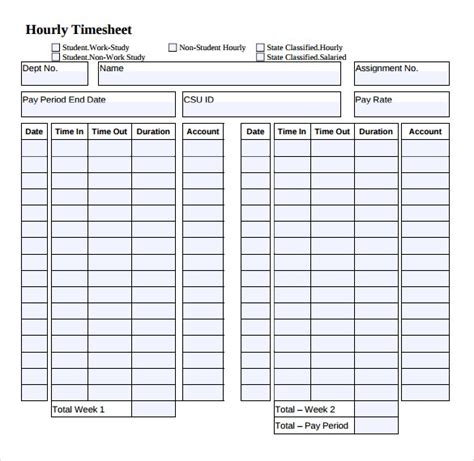 Sample Timesheet For Hourly Employees And A Collection Free Excel Images