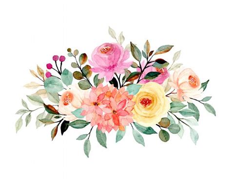 Floral Bouquet With Watercolor Watercolor Flowers Paintings Floral