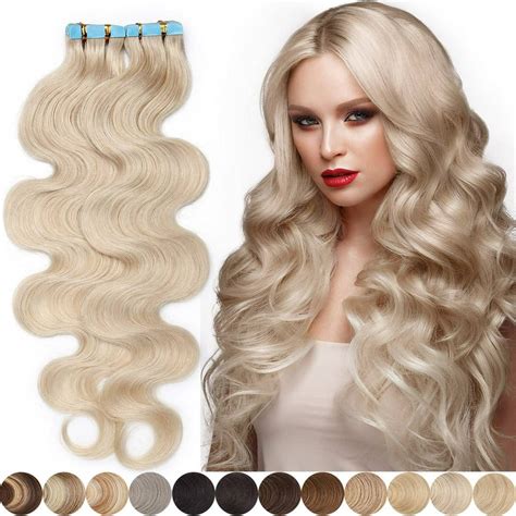 Sego Curly Blonde Tape In Real Human Hair Extensions Remy Soft Straight