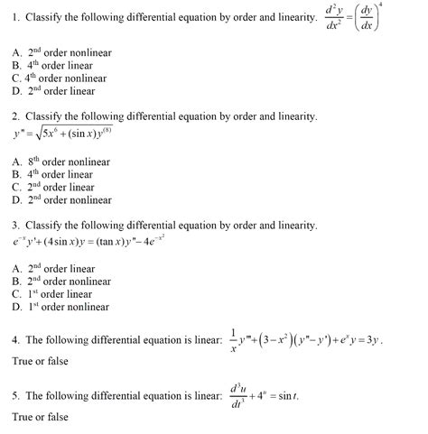 Solved Classify The Following Differential Equation By Chegg Com