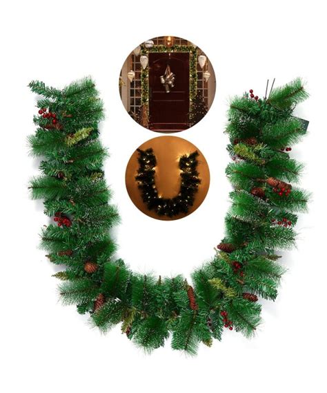 Christmas Wreath Garland With Pine Cone Acorn Pine Needle Led Lights