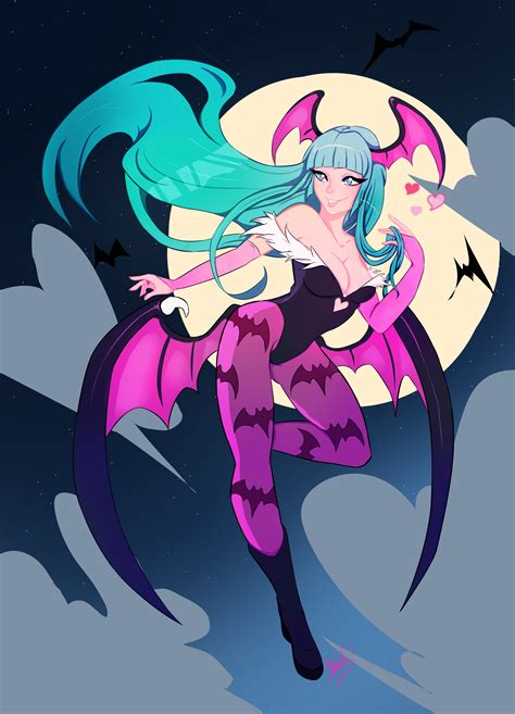 Morrigan Darkstalkers Print From Pixelcat Studio Anime Print Demon Girl