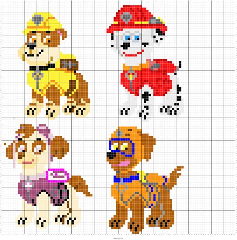 I have sections of even solid color then smaller mixed color sections between the solid colors. Paw Patrol (RUBBLE,MARSHALL,SKYE & ZUMA) Designed on ...