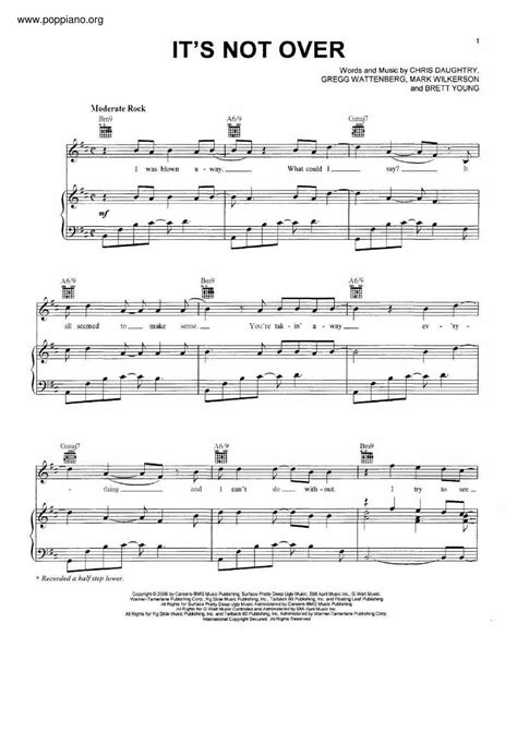 Daughtry Its Not Over Sheet Music Pdf Free Score Download