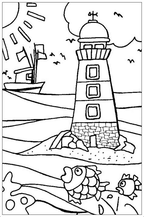 * Vuurtoren... Gratis kleurplaten, Zomer kleurplaten, Vuurtoren knutselen
